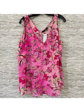 LANE BRYANT NWT Pink Floral Swing Tank Top Size 14 Sleeveless Blouse MSRP $46